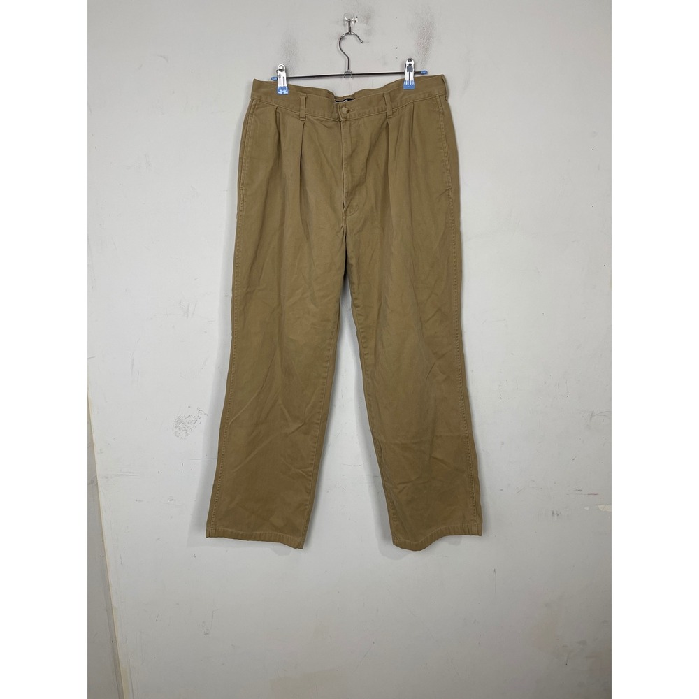 Polo Ralph Lauren Mens Pleated Chino Pants Khaki Tan 100% Cotton 35x29